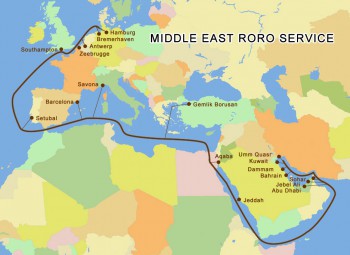 Middle East roro service map