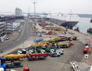 Cranes and trucks roro to Middle East